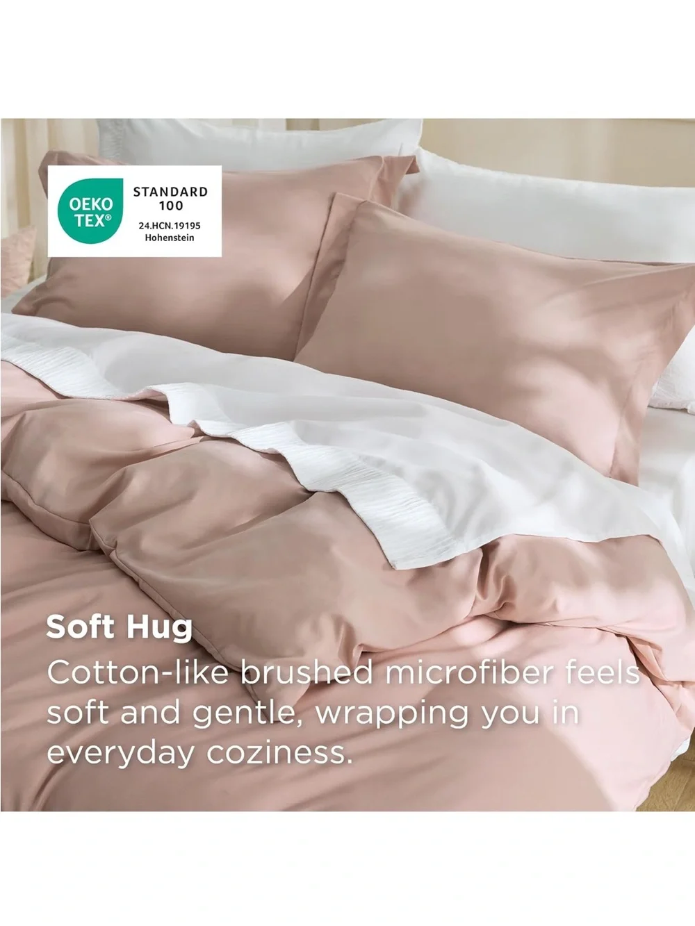 NEW Bedsure Duvet Cover Queen Size, 3Pcs Double Brushed Bedding Set, Dusty Rose